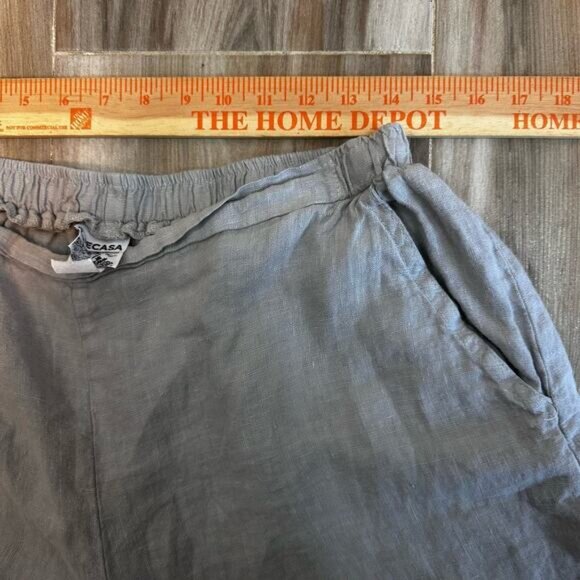 Becasa Womens Linen‎ Wide Leg Pants Size M Gray Beachy Lagenlook Bohemian Travel - Picture 6 of 7